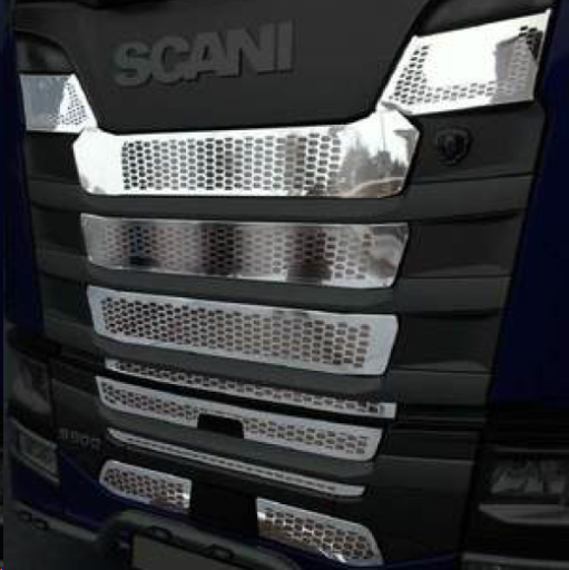 UKRASNA LAJSNA NA MASKI SCANIA S-SERIE BEZ MAGLENKE INOX